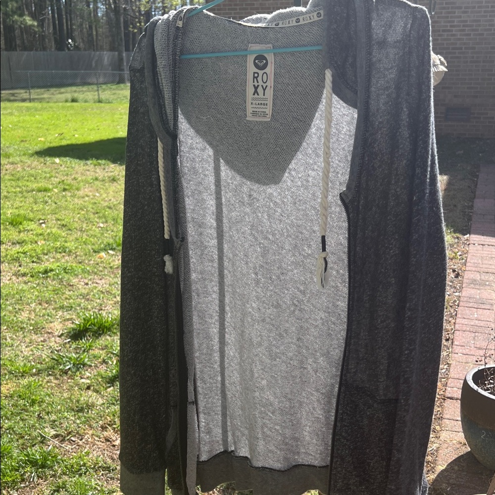 Roxy Women's Two-Tone Gray Hooded Cardigan